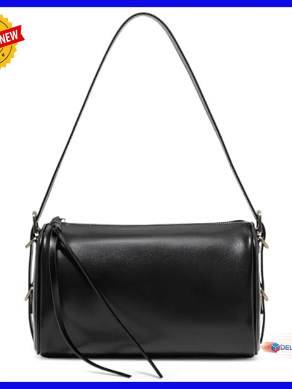 Genuine Leather Crossbody Barrel Hobo Bag Adjustable Strap Travel Purse